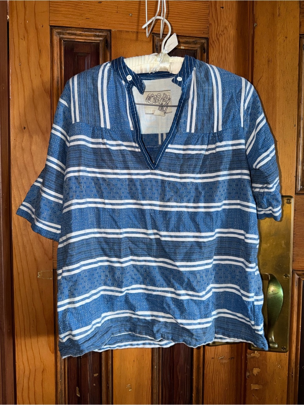 Ace & Jig Blue and White Striped Short Sleeve Top